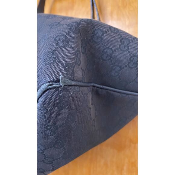 Gucci Black GG Monogram Canvas and Leather Positano Tote Gold Hardware - Picture 8 of 15